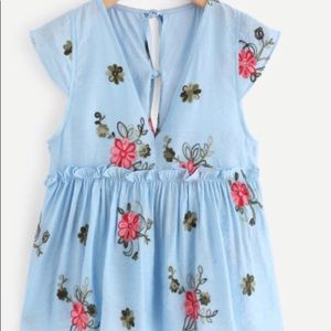 Shein babydoll embroidered top